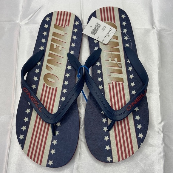 O’Neill Mens Red White and Blue Patriotic Flip Flop Sandals Size 9 NWT main image 6